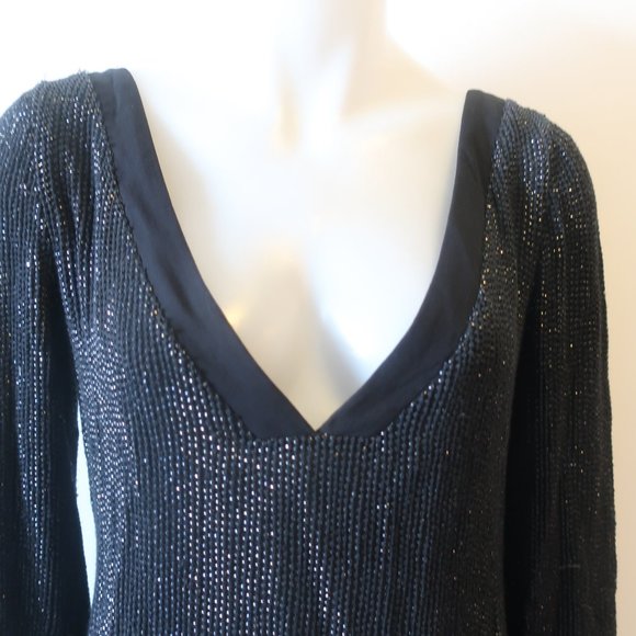 MLV Black V-Neck Beaded Dress Sz S * - Picture 5 of 11
